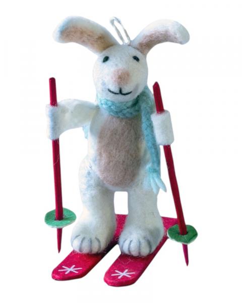 Handmade Skiing Bunny Ornament
