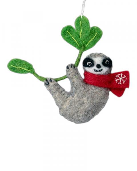 Handmade Snow Sloth Ornament