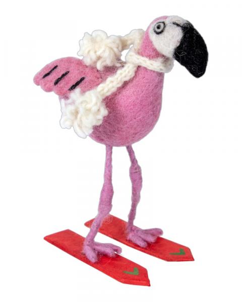 Handmade Ski Flamingo Ornament