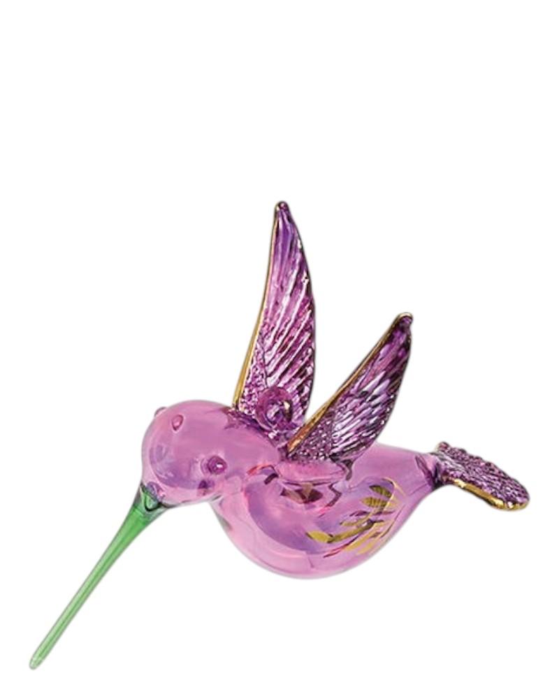 Clear Etched Hummingbird With Gold