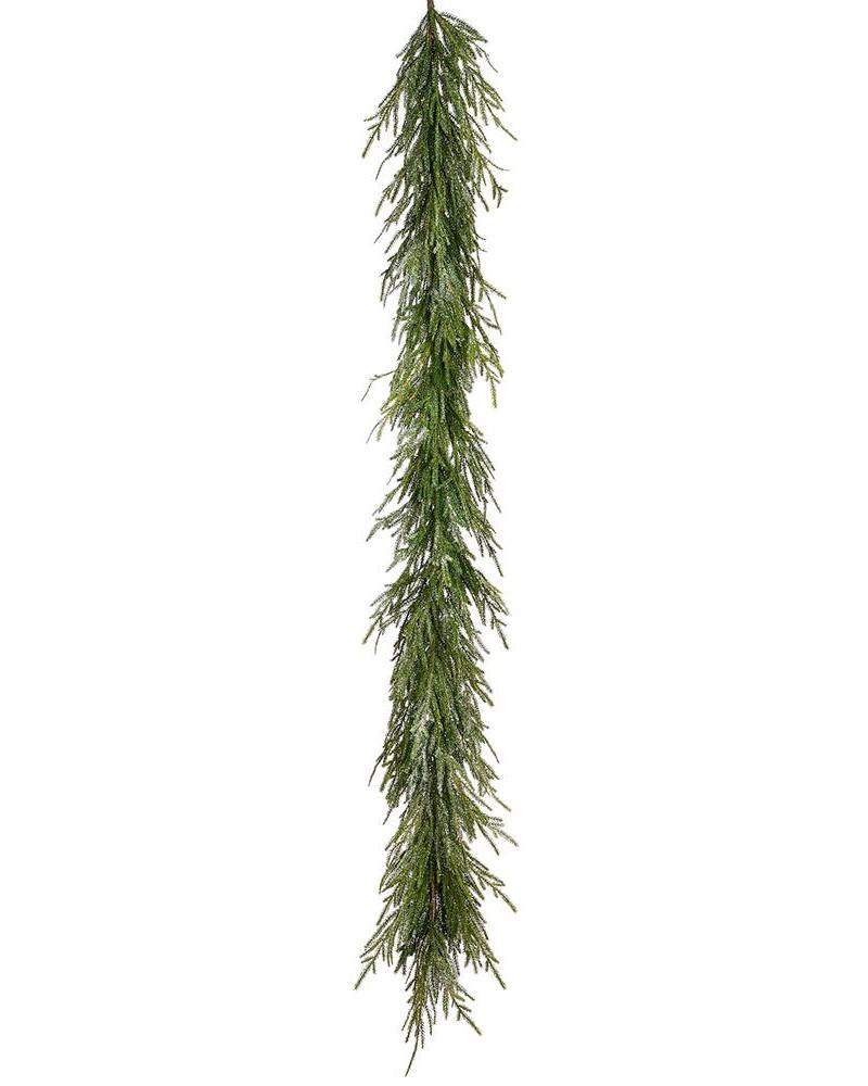 Glittered Cypress Garland 6'