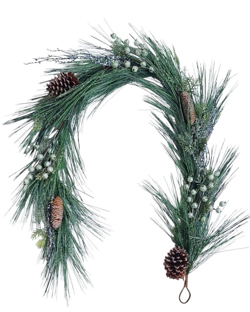Blue Berry Cones Mixed Garland 5'