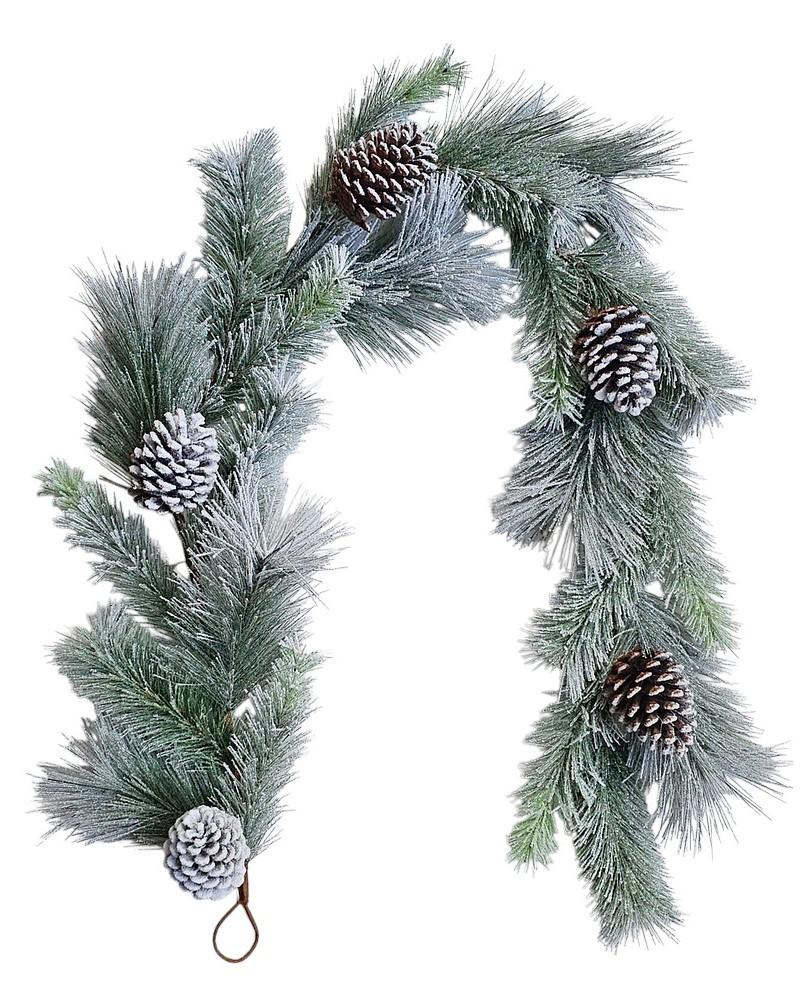 Mixed Snow Pinecones Garland 5'