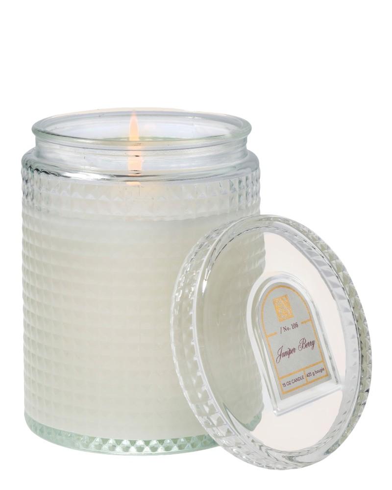 Juniper Berry Textured Glass Candle With Lid 6oz