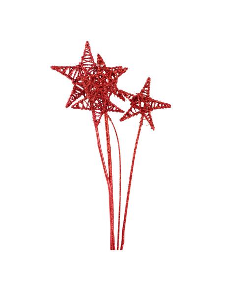 Lata Stars Mixed Pack Red Glitter
