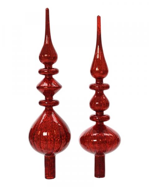 Glass Tree Topper 14" Red Assorted