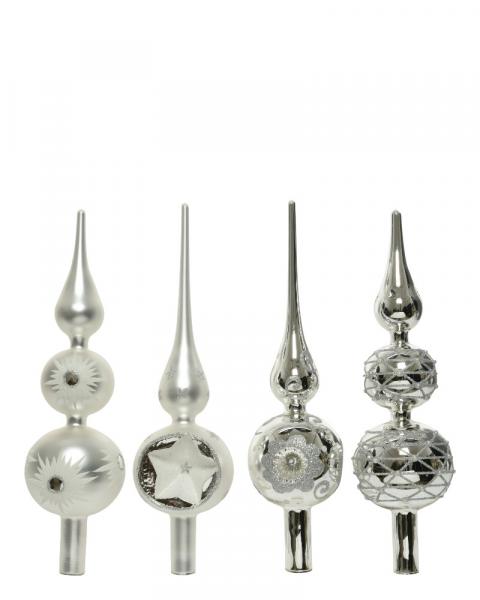Glass Tree Topper 12" Silver Assorted