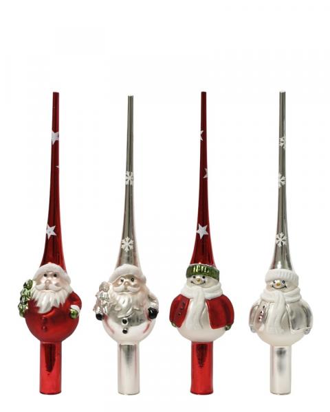 Glass Tree Topper Santa 10" Assorted