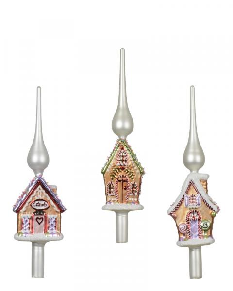 Glass Tree Topper House Assorted