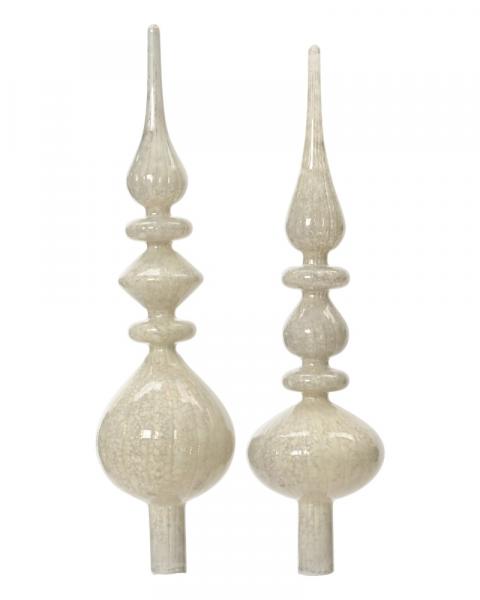 Glass Tree Topper Antique White Assorted