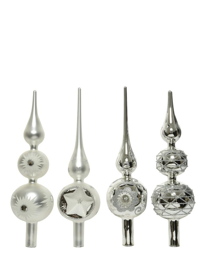 Glass Tree Topper 12" Silver Assorted