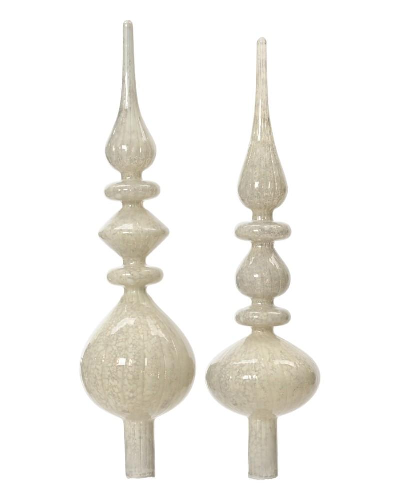 Glass Tree Topper Antique White Assorted