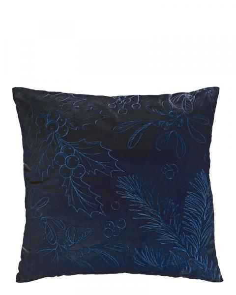 Pillow Holly/mistletoe 18" Navy
