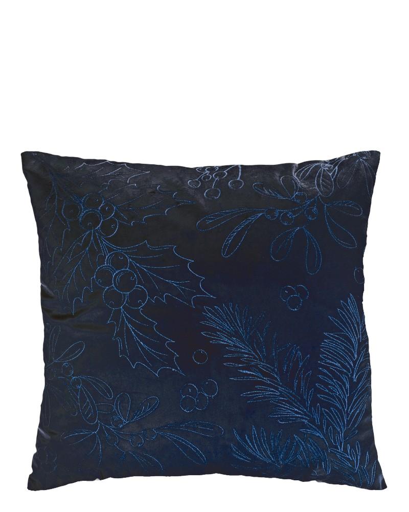 Pillow Holly/mistletoe 18" Navy