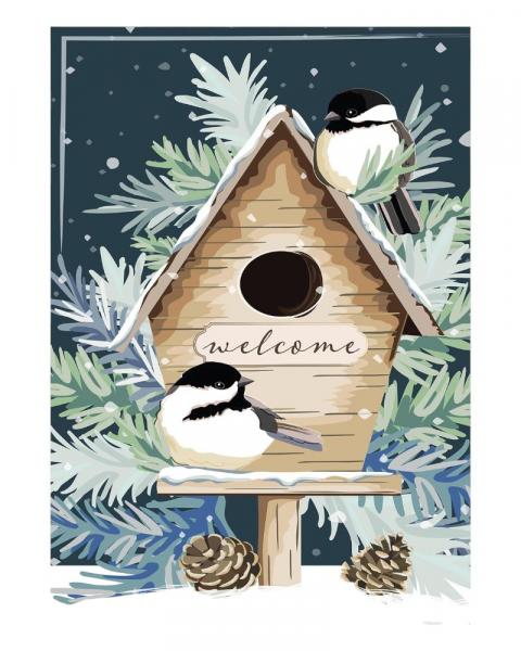 Garden Flag Winter Birds