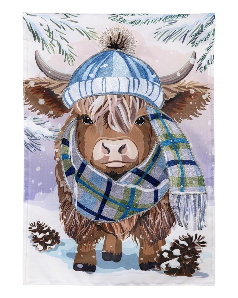 Garden Flag Christmas Highland Cow