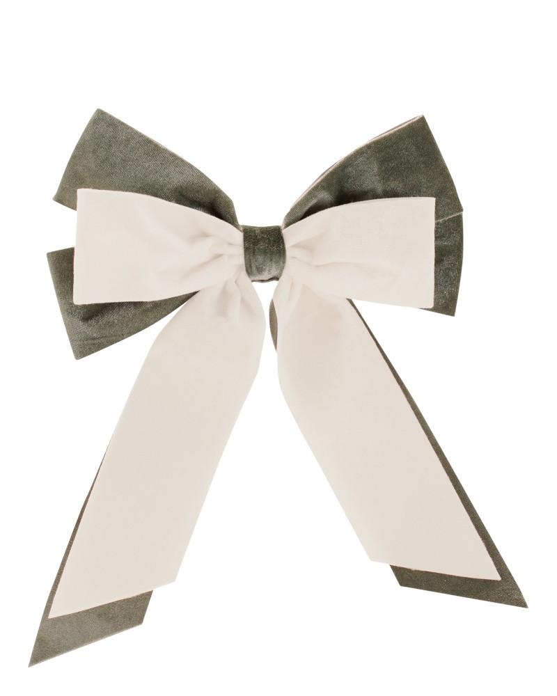 Double Bow 12" Green & Ivory