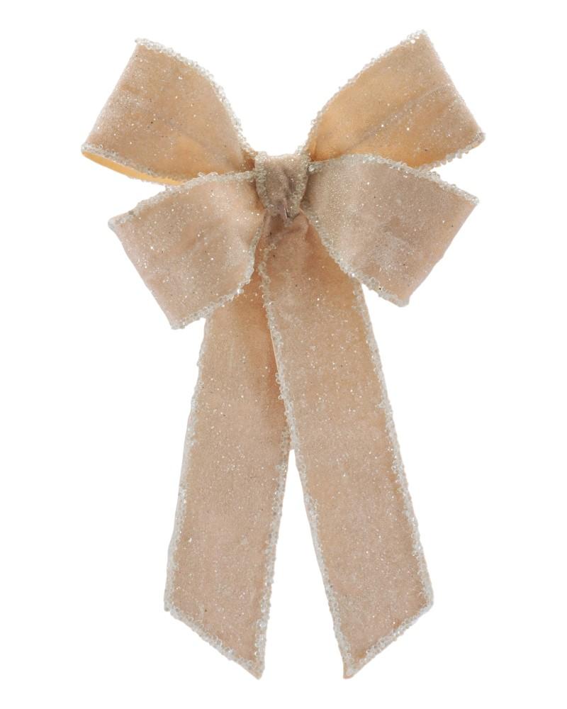 Bow Ornament 13.5" Taupe