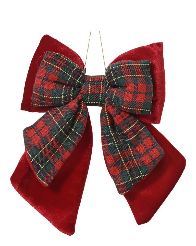 Polyester Velvet Bow Christmas Red