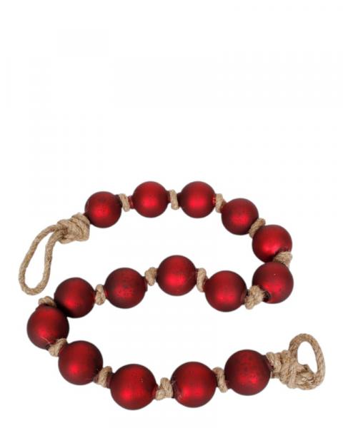 Glass Ball Garland 38" Red