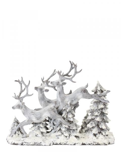 Deer And Trees 16" White