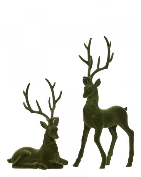 Flocked Deer 21" Green Asst.