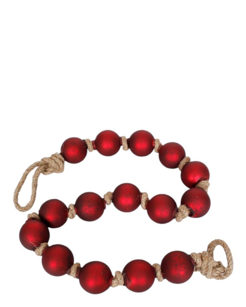 Glass Ball Garland 38" Red