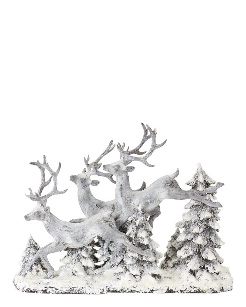 Deer And Trees 16" White