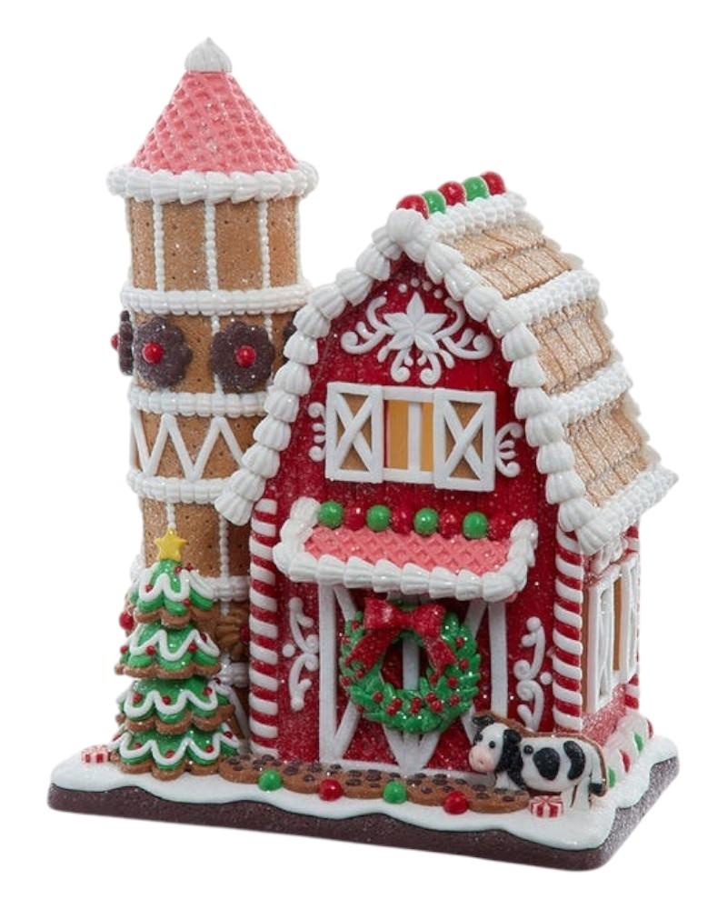 Gingerbread Barn 12" With Battery Operated LEDs
