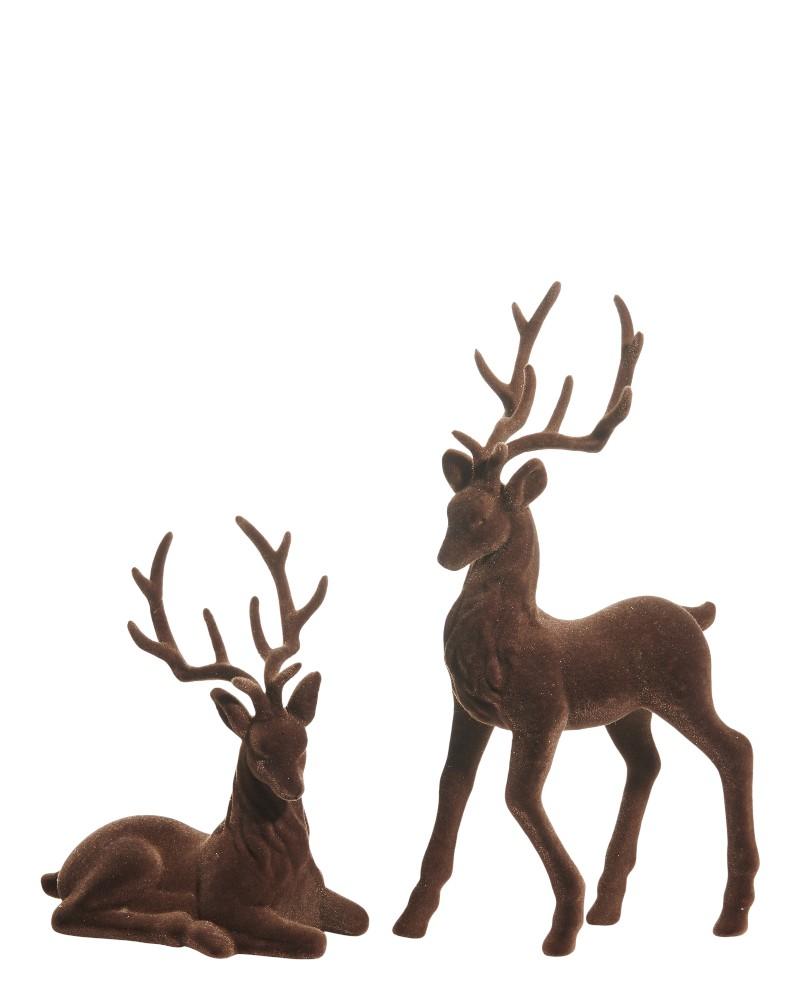 Flocked Deer 15" Brown Assorted
