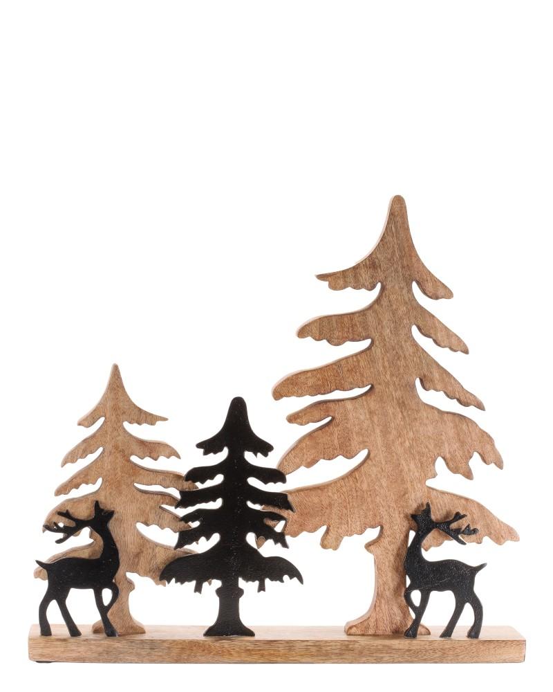 Deer & Trees Wood/Aluminum 20"