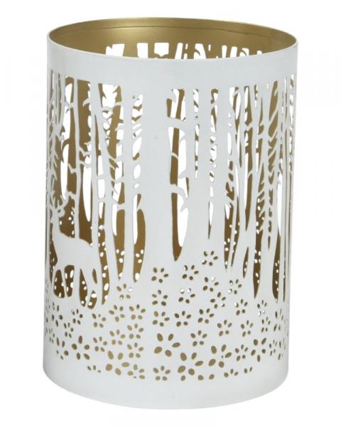 Iron Lantern Medium White & Gold