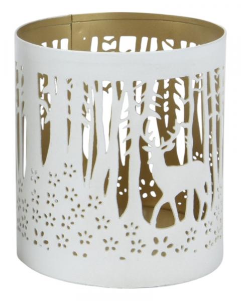 Iron Lantern Small White & Gold