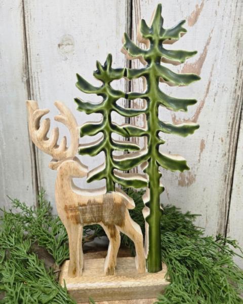 Buck And Pine Trees 14"