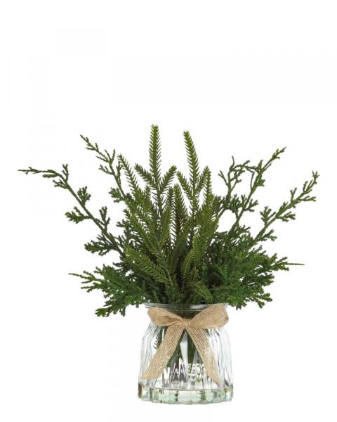 Mixed Pine In Glass Vase 11"