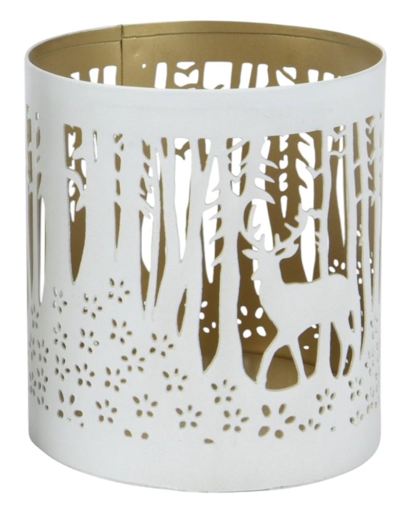 Iron Lantern Small White & Gold