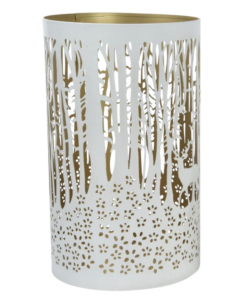 Iron Lantern Large White & Gold