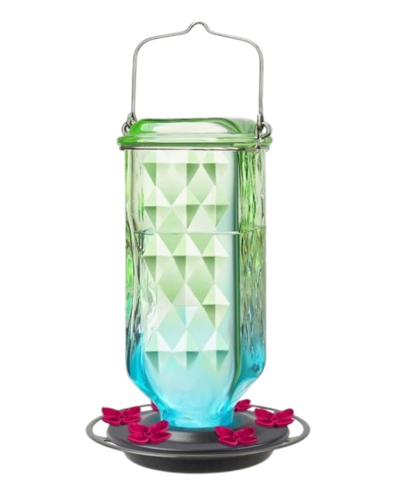 Glass Seafoam Ombre Hummingbird Feeder 26oz
