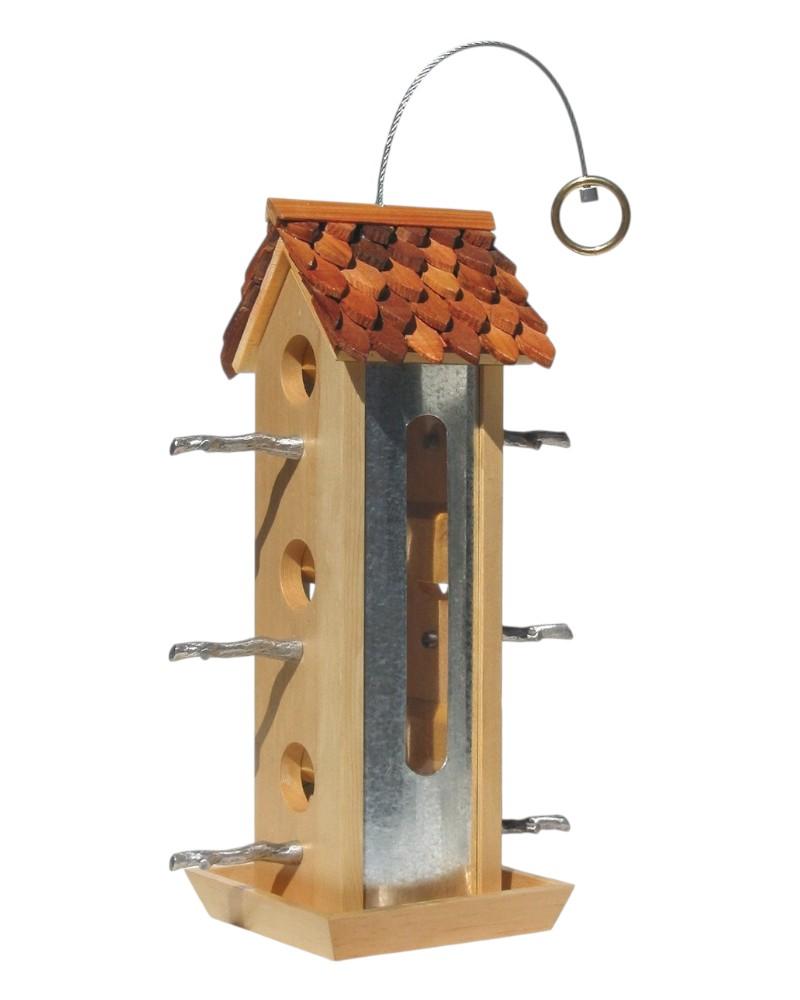Natural Tin and Wood Feeder