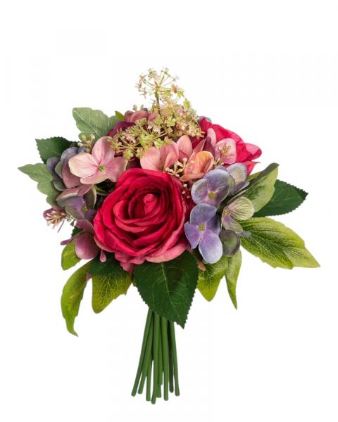 Rose/hydrangea Bouquet 13" Re/pu