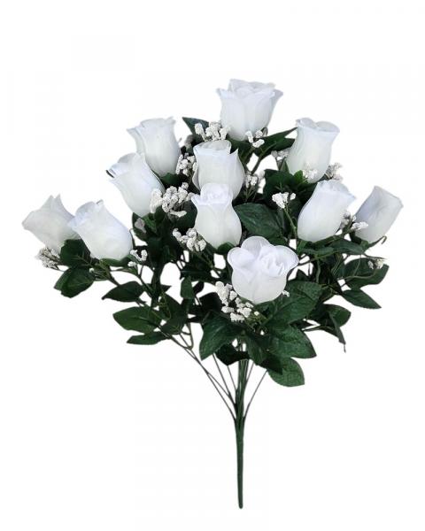 Rose Bud Bush X12 W/gyp White