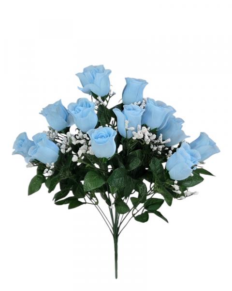 Rose Bud Bush X12 W/gyp Lt Blue