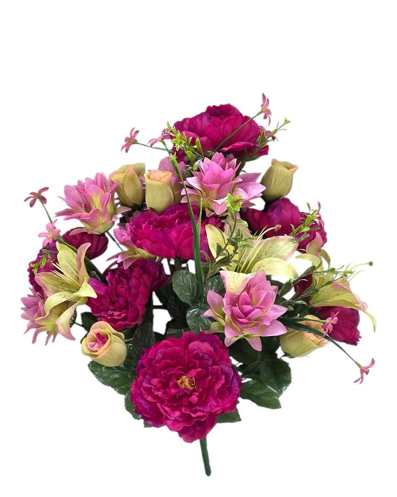 Peony Rose Lily Bush 25" Purple/Green