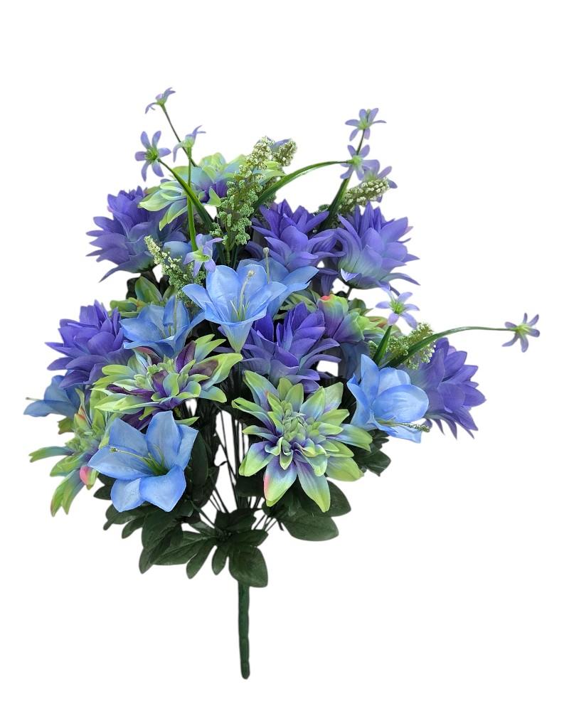 Peony Rose Lily Bush 25" Blue/Green