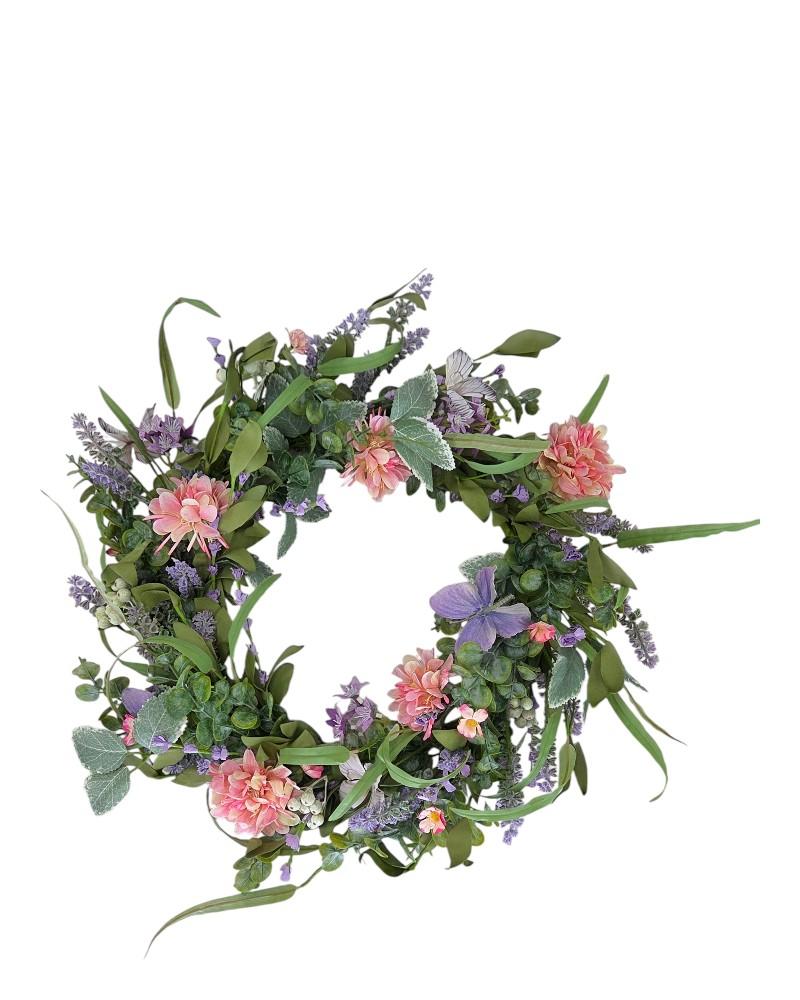 Floral Wreath W/butterflies 23"
