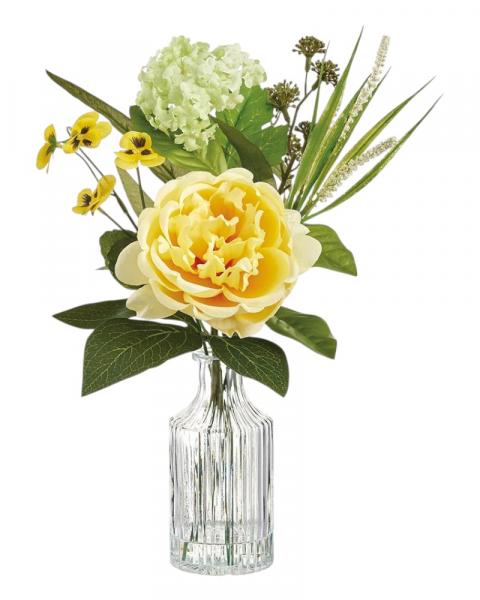 Rose/Snowball Vase 13" Ye/Gr