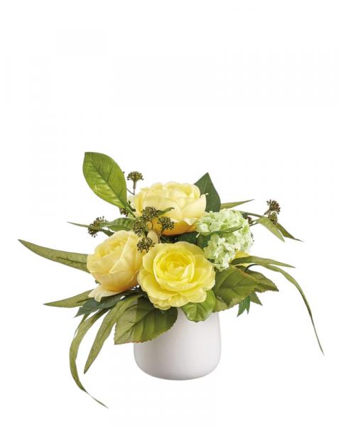 Rose/Snowball Potted 10" Ye/Gr