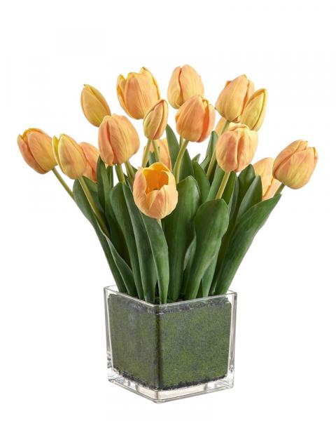 Tulip Glass Vase 15" Yellow