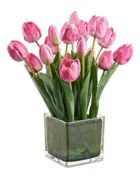 Tulips in Vase 15" Boysen/Green