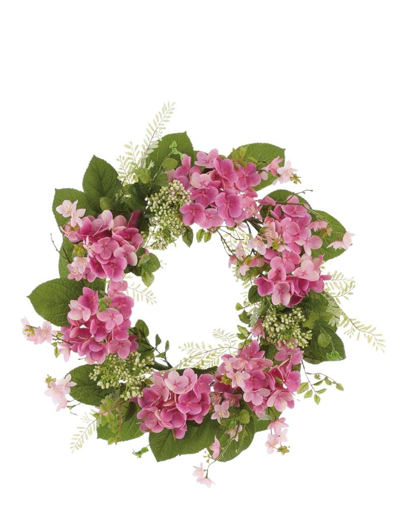 Hydrangea/rose Wreath 24" Pink